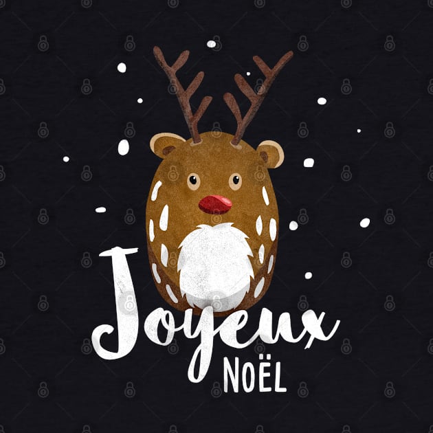 Joyeux Noel Merry Christmas With Reindeer Rudolph by Bumblebeast